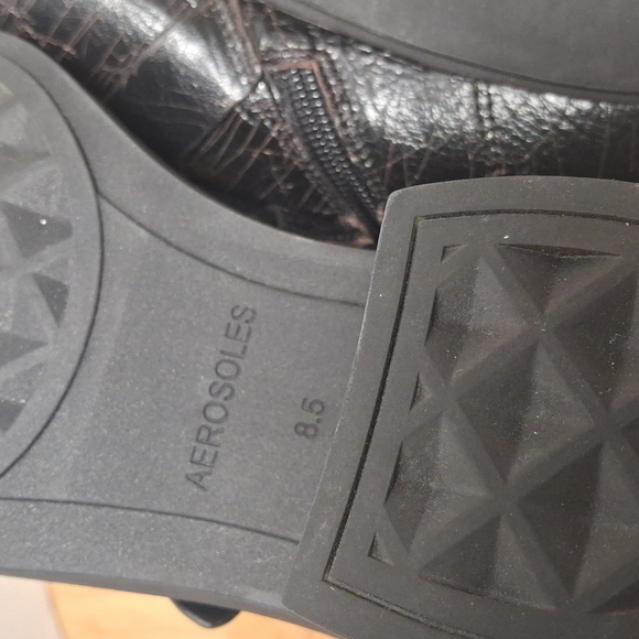 AEROSOLES Black and Silver Ankle Booties with Chunky Sole - Picture 9 of 10